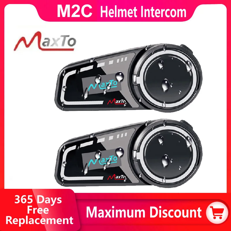 Maxto M2C Motorcycle Helmet Bluetooth 6-Person Intercom Distance 1000M Multi-person Intercom No Brand Restriction LCD Waterproof