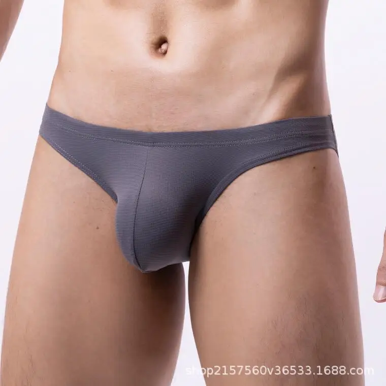 

Men's Underwear High Elastic Comfortable Breathable Gay Sexy Low Waist U Convex Pouch Brief male Solid Color Underpants Mankini