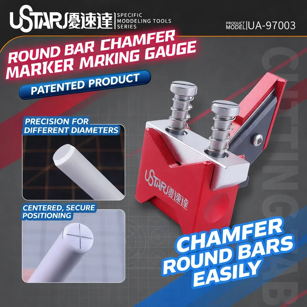 Ustar UA‑97003 Round Rod Chamfer Scriber Φ0.5‑6.0mm Center Positioning Tool for Plastic Model Round Bar Processing Hobby DIY