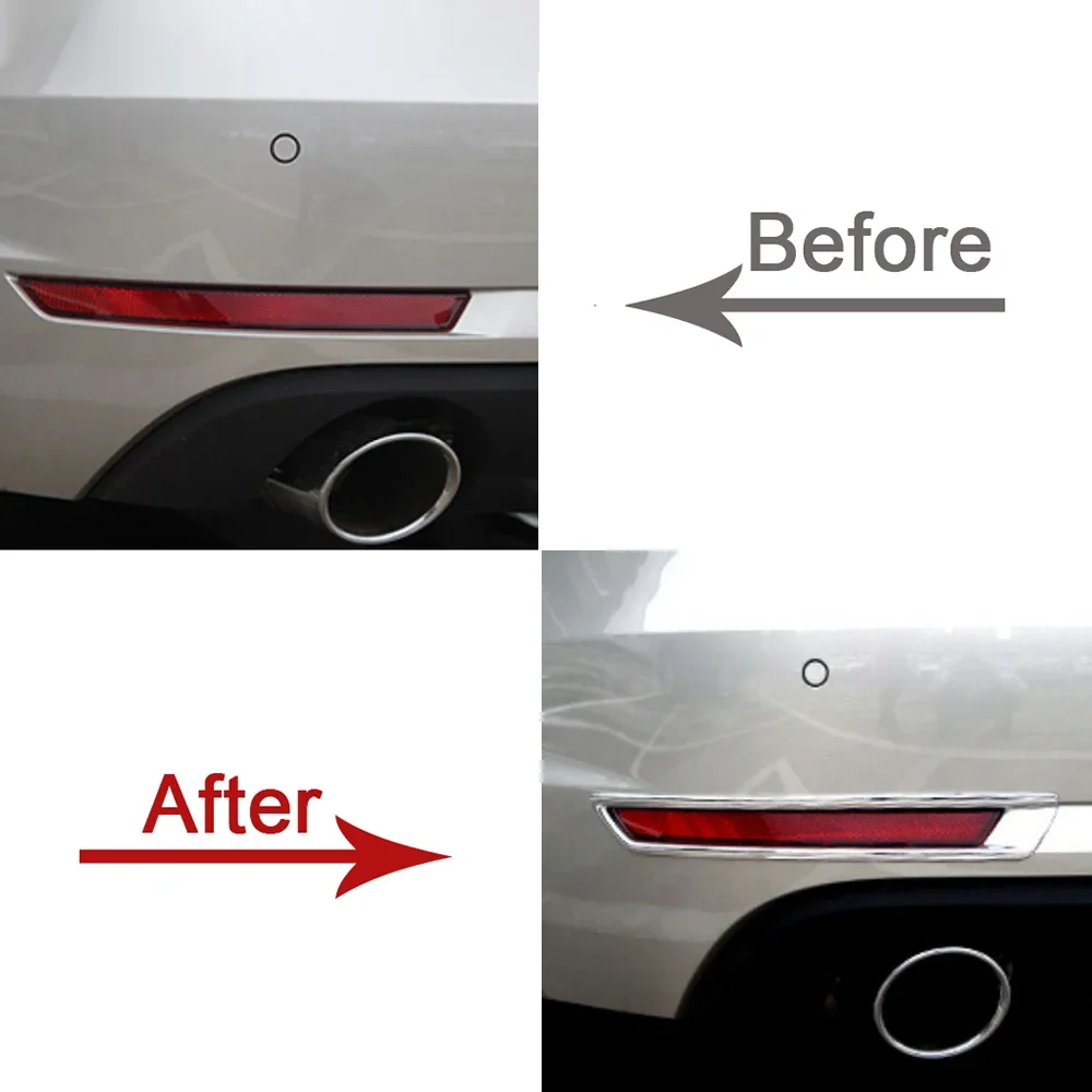 For Audi A4 2017 Car Rear Fog Lamp Frame Sticker Decor Electroplated Bright Silver ABS Cover Trim  Auto Exterior Accessories