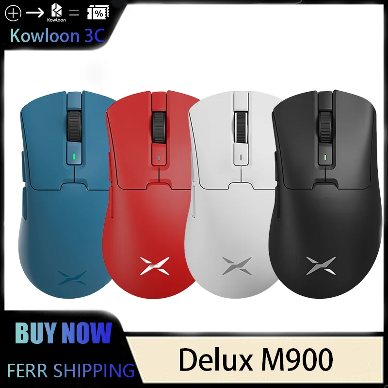 Delux M900mini Pro Ultra Wireless Mouse Esports Gaming Fps Dual-Mode 8k 26000dpi Paw3395 Ergonomic Lightweight Mouse Right Hand