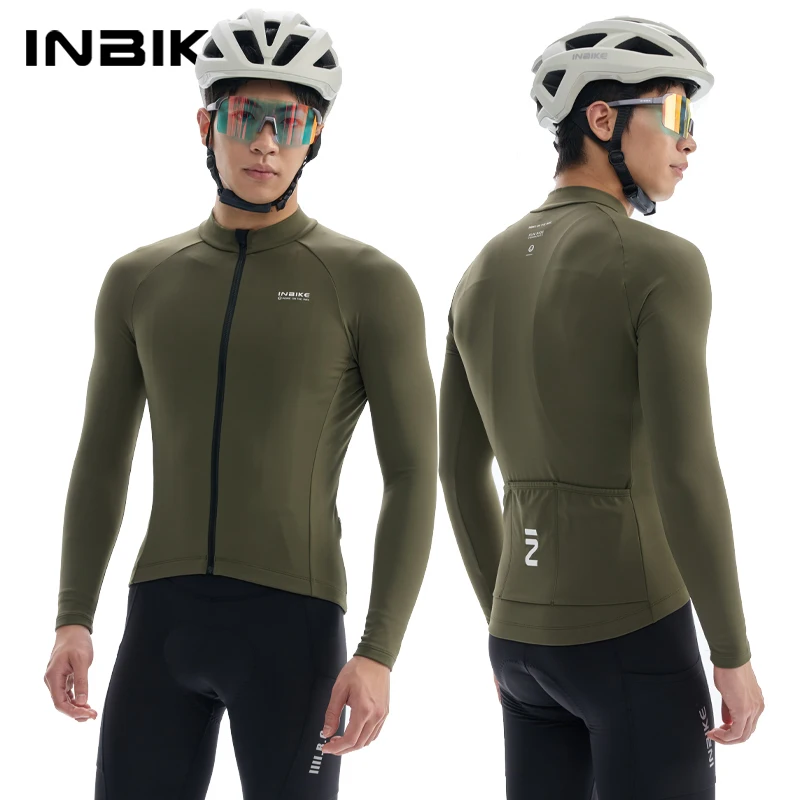 INBIKE Winter-Radtrikot für Herren, mit Fleece gefüttert, Thermo-Fleece-Fahrradoberteil für kühles Wetter, Straße, Mountainbike, Straße, Fahrradbekleidung