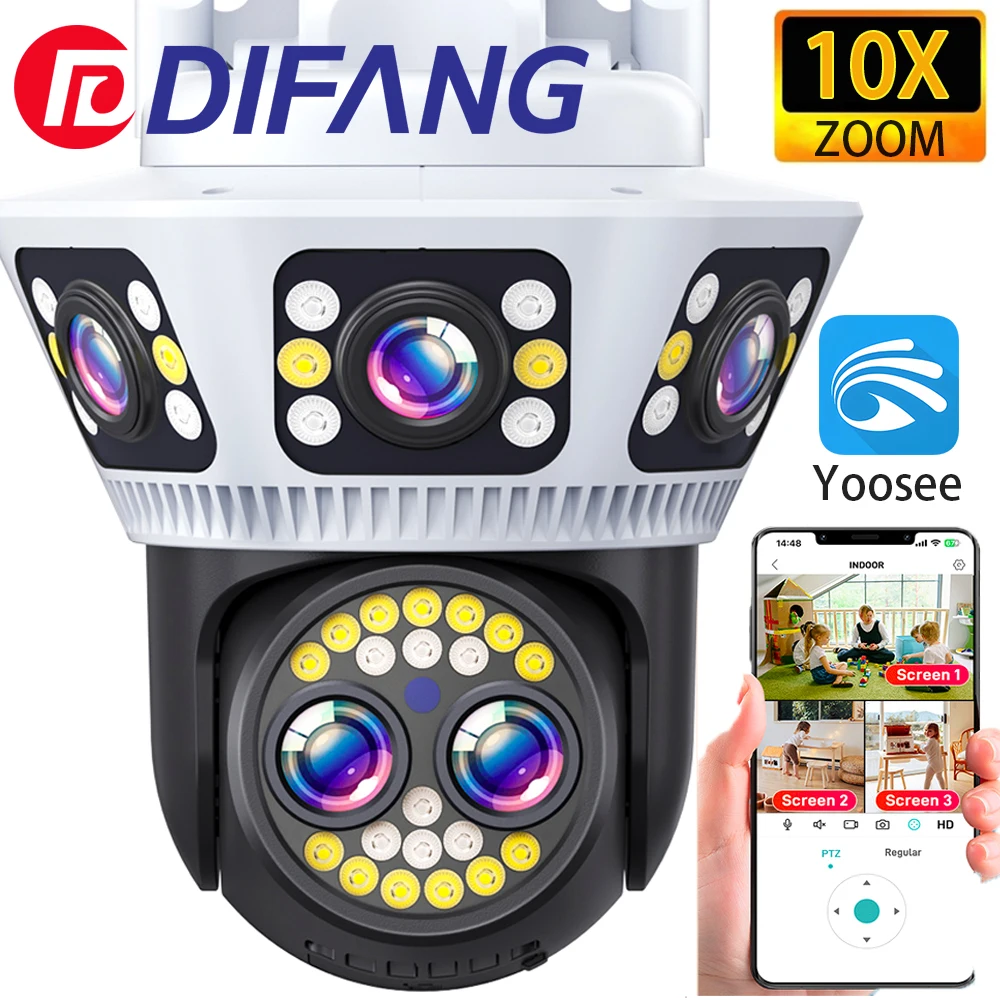 

Yoosee 8K WiFi IP Camera Three Screen Security Camera Outdoor 10X Zoom Ai Tracking Mini CCTV Video Surveillance NVR Onvif