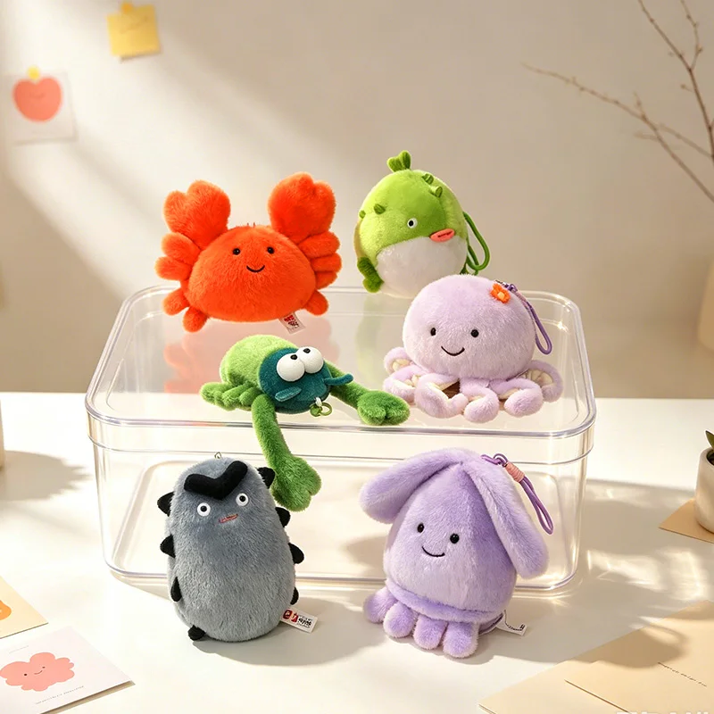 Plush Marine Animal Pendant Octopus Lobster Sea Cucumber Crab Stuffed Doll Backpack Hanging Ornament Lovely Bag Decor Gifts Kids