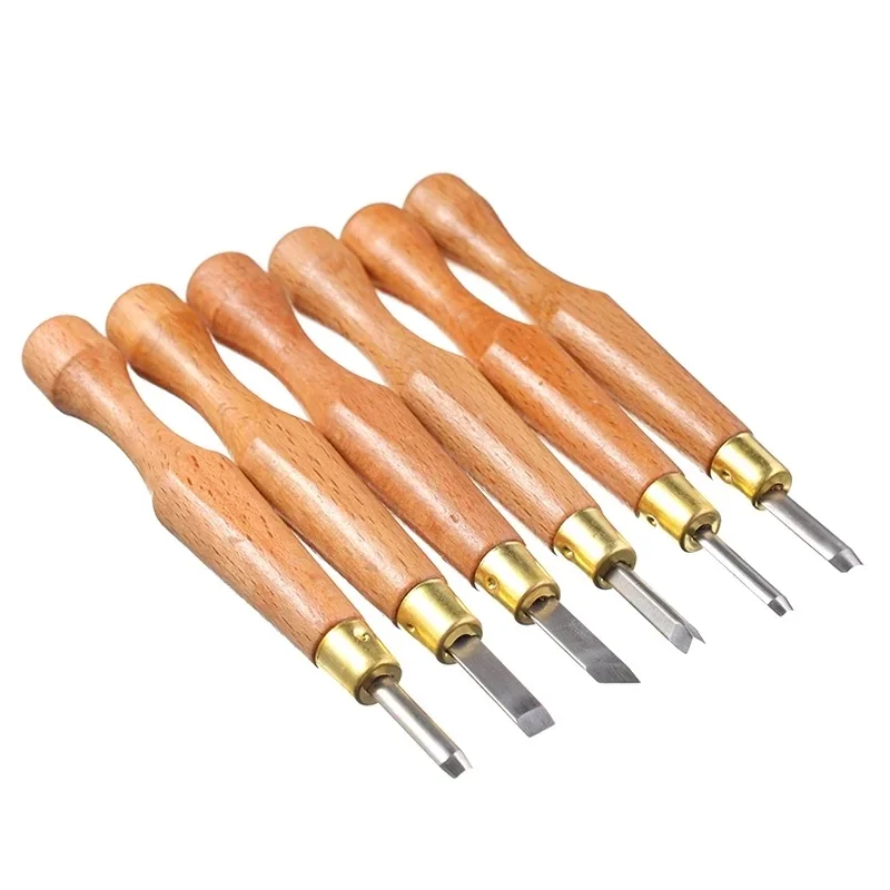 6pcs SK7 Steel Wood Carving Tools Peeling Woodcarving Chisel Woodworking Cutter Hand Carving Wood Woodpecker DIY Hand Tool Hot