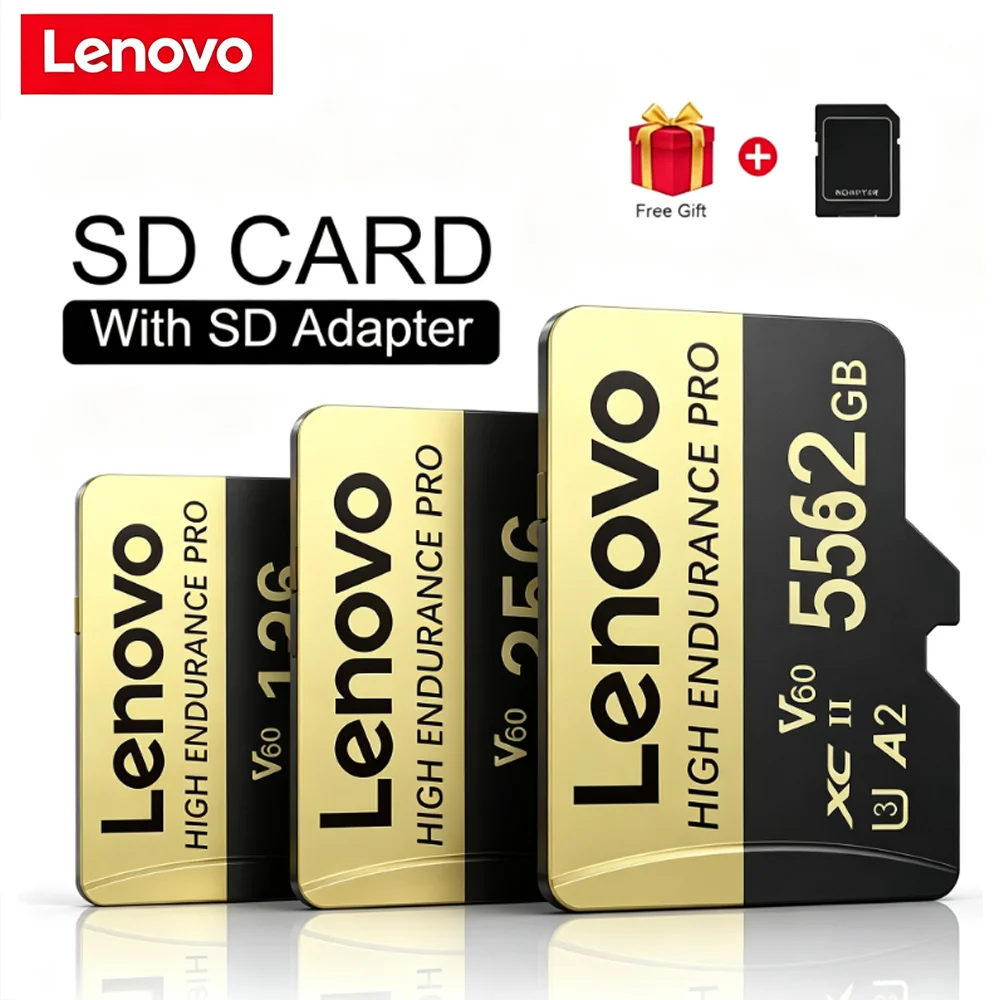 Карта памяти Lenovo Micro TF SD 64 ГБ, 128 ГБ, 256 ГБ, 512 ГБ, сверхскоростная TF-карта для планшетов и экшн-камер, быстрая передача данных