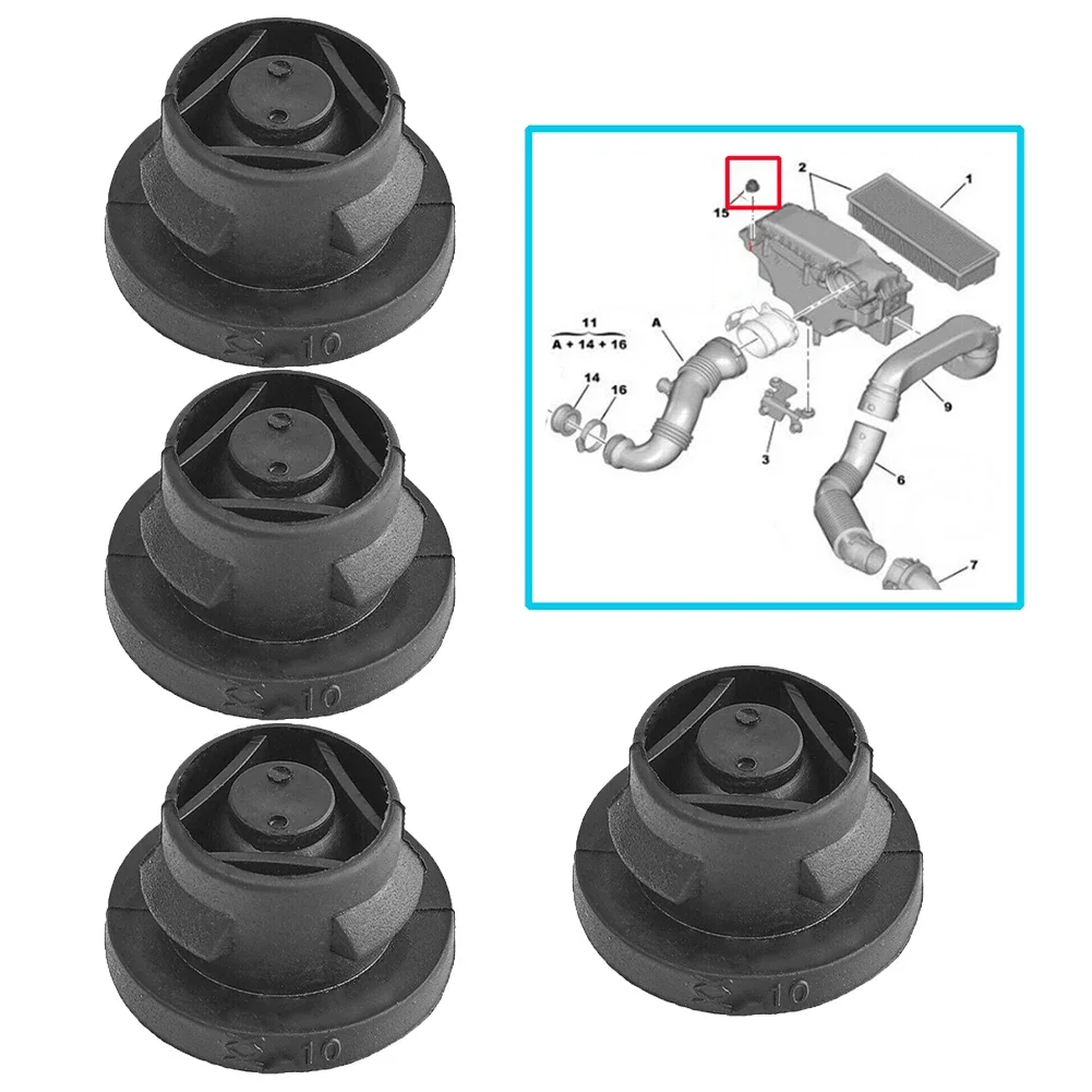 4pcs Air Filter Box Black Rubber Grommet Insertion Eyelet Elements For 1.6 HDI Diesel 1422A3 1422.A3 ENGINE COVER GROMMETS BUNG