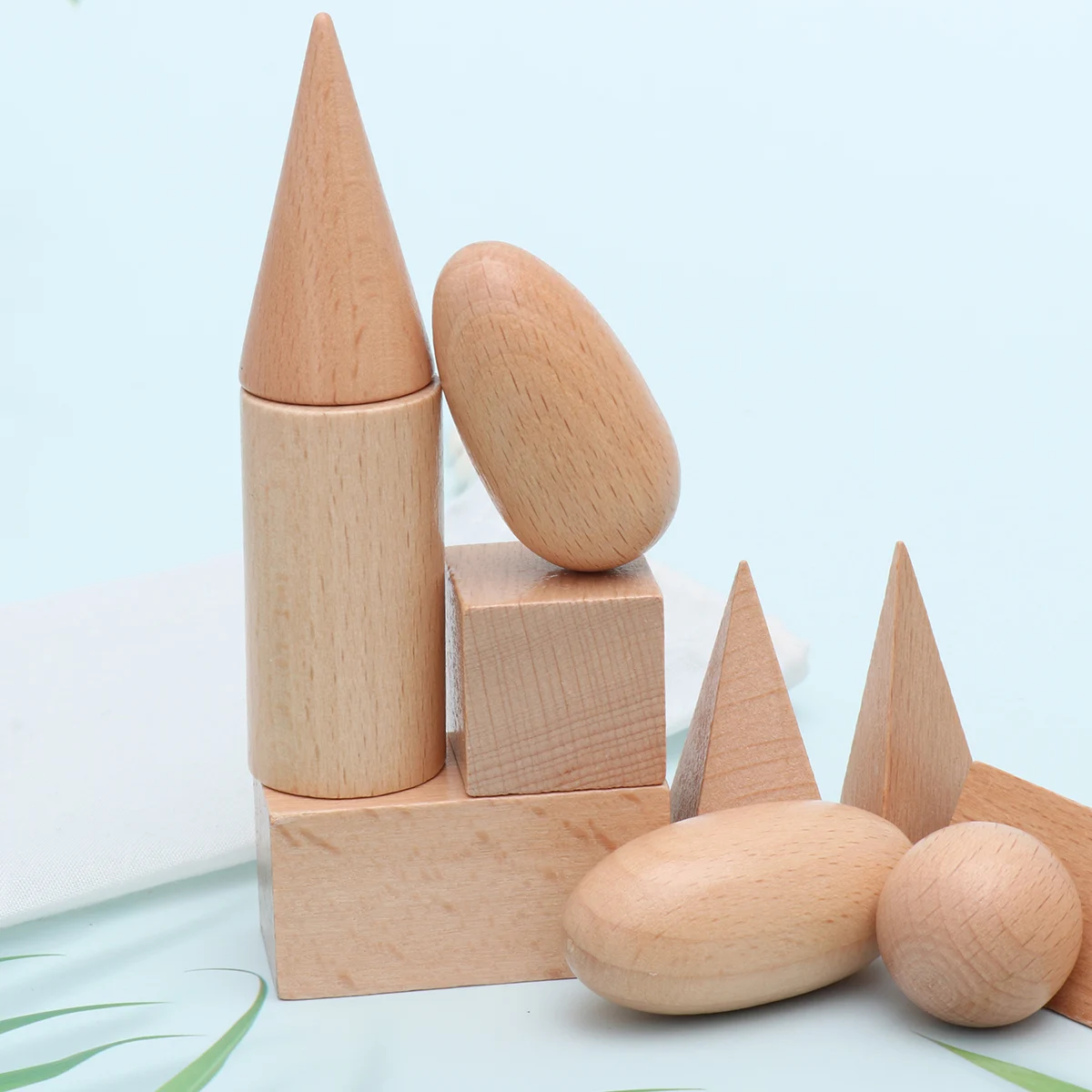 11 Uds rompecabezas de madera juguetes de enseñanza de geometría niño niños bambú preescolar geométrico