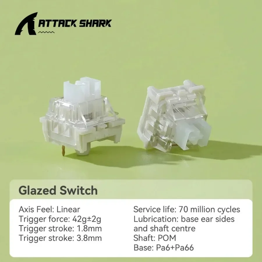 Attack Shark Hot-swappable Mechanical Keyboard Shafts Customized Linear Switch Mahjong Tone Glazed Switch DIY Tactile Switch