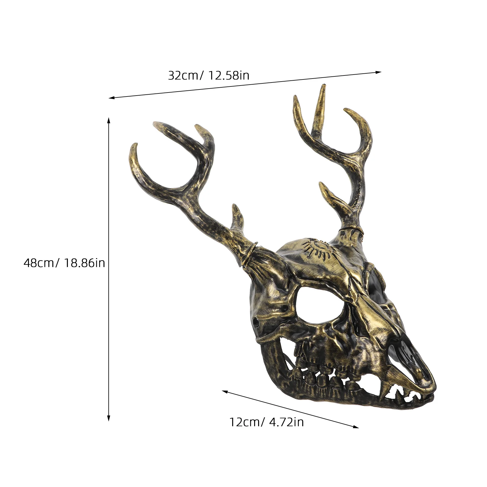 Masque en bois de cerf, demi-visage, cornes d'halloween, Costume d'animal, accessoire de Cosplay détachable pour adultes et hommes, 1 pièce
