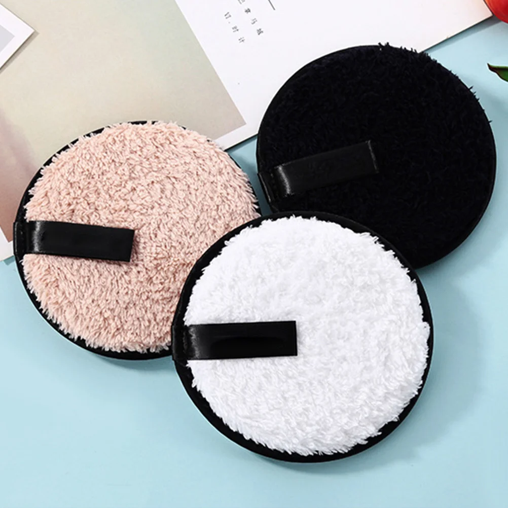 3pcs Makeup Remover Puff Washable Double Layer Cotton Facial Cleansing Pad For Deep Pore Cleaning Gentle Skin Care Tool