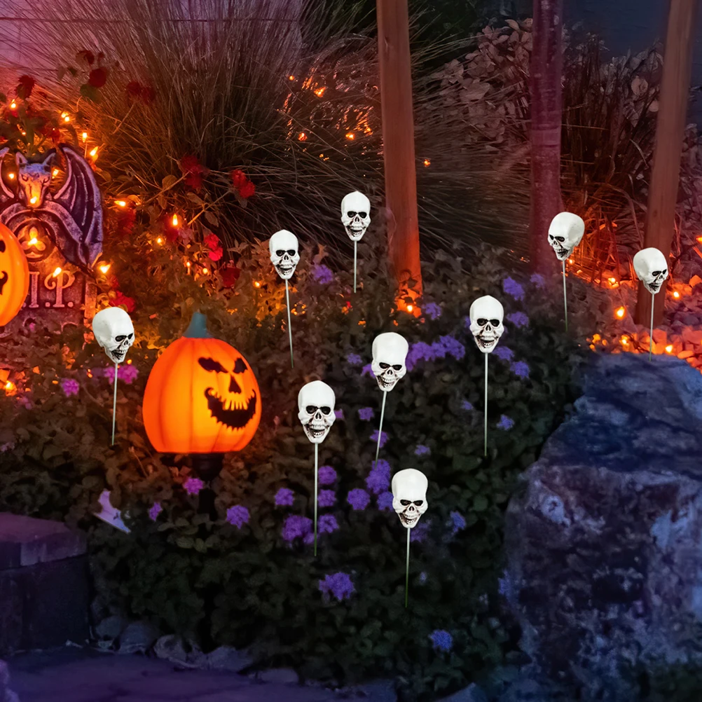 

2 Pcs Ground Plug Skull Decoration Halloween Tombstone Pvc Yard Signs Decorations