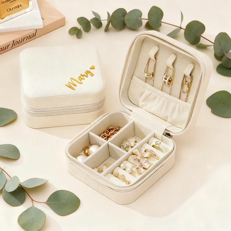 

Personalized Travel Jewelry Box for Bridesmaid Bridal Gift, Mini Jewelry Box, Leather Jewelry Box, Custom Jewelry Box with Name