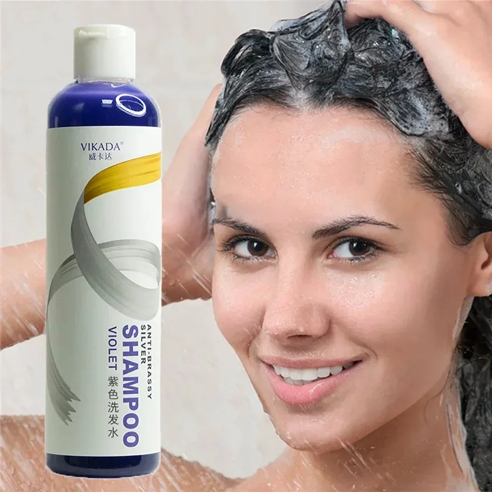 Фиолетовый антижелтый шампунь Формула для коррекции и фиксации цвета Биоэкстракт Отбеливающий уход за длительным защитой от тон льна