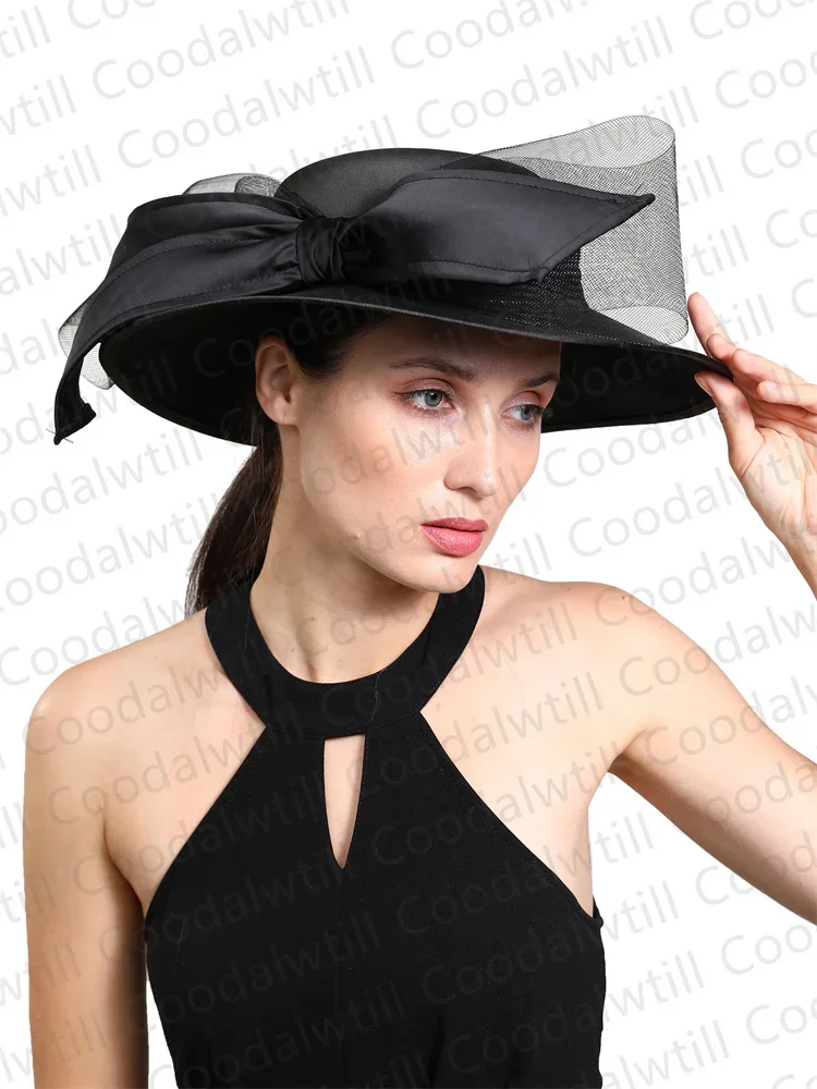 Women Chruch Satin Pillbox Hat Women Elegant Wedding Fascinator Bow Party Chapeau Femme Vintage Chapeu Cap Party Tea Kentucky