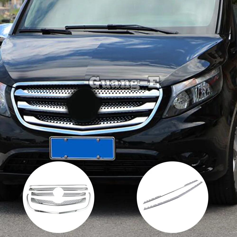 Car Front Center Grille Grill Frame Cover Decor Trim Exterior Accessories For Benz Vito W447 2016 2017 2018 2019 2020 2021 2022