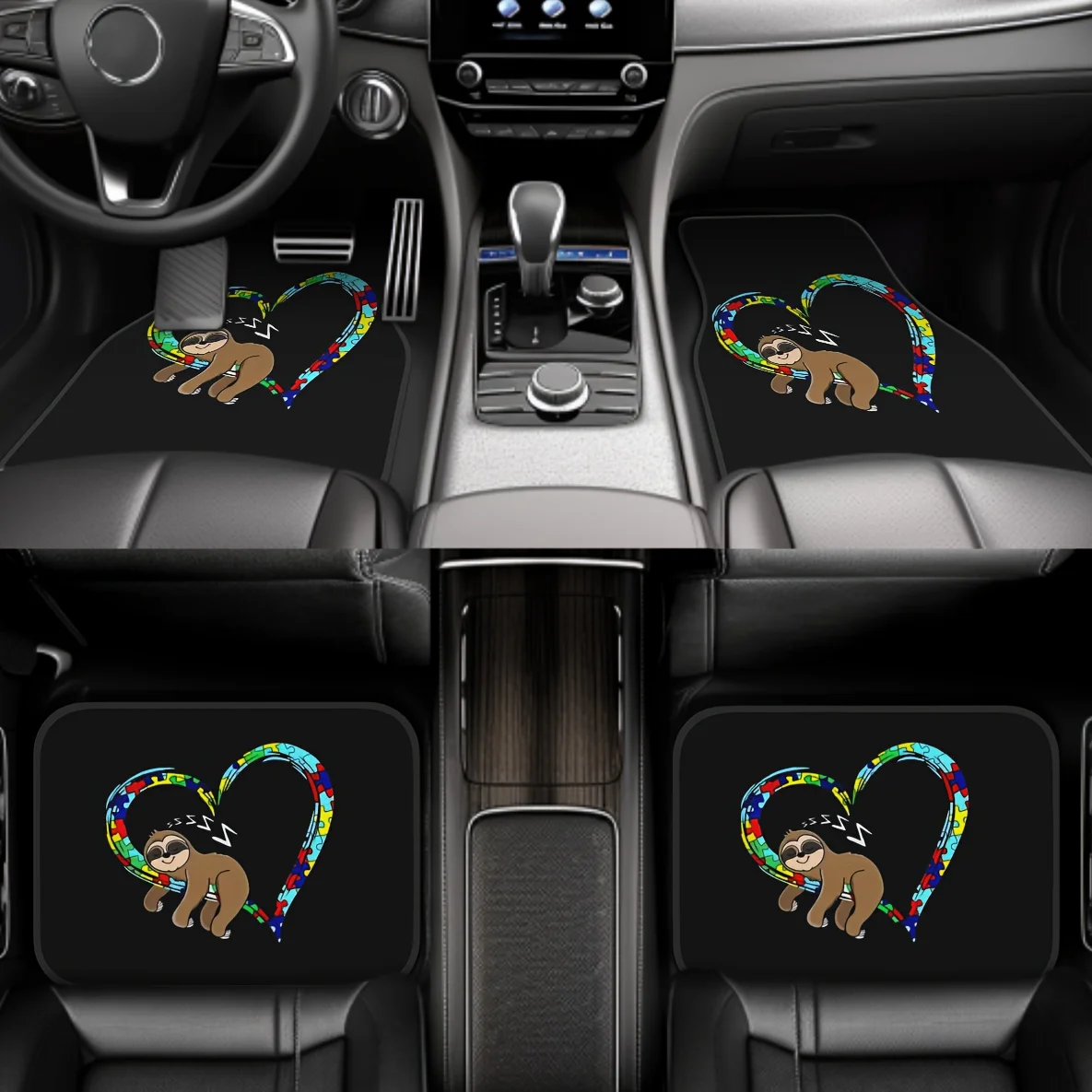 conjunto-de-tapete-de-carro-com-padrao-de-preguica-de-coracao-4-unidades-adequado-para-honda-tesla-caminhoes-suvs-sedans-accs-interior-automotivo-de-poliester-duravel