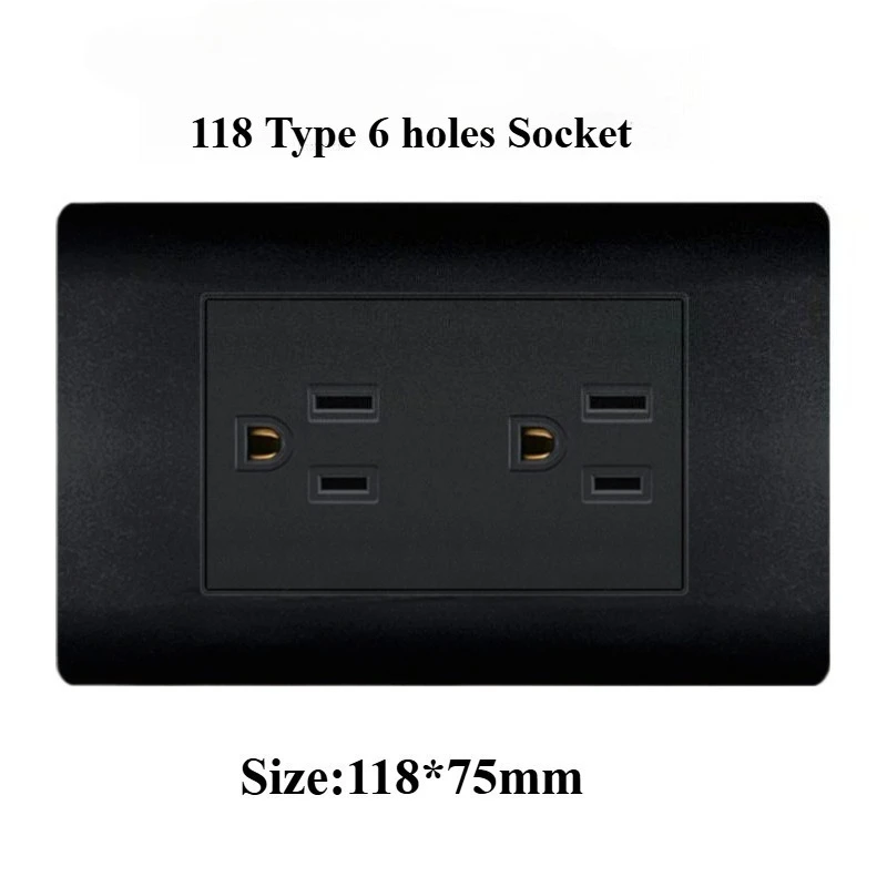 Retro Personality Wall Light Brass Lever Switch 1-4 Gang 2 Way Toggle Switch Black PC Flame Retardant Frosted Panel USB Socket