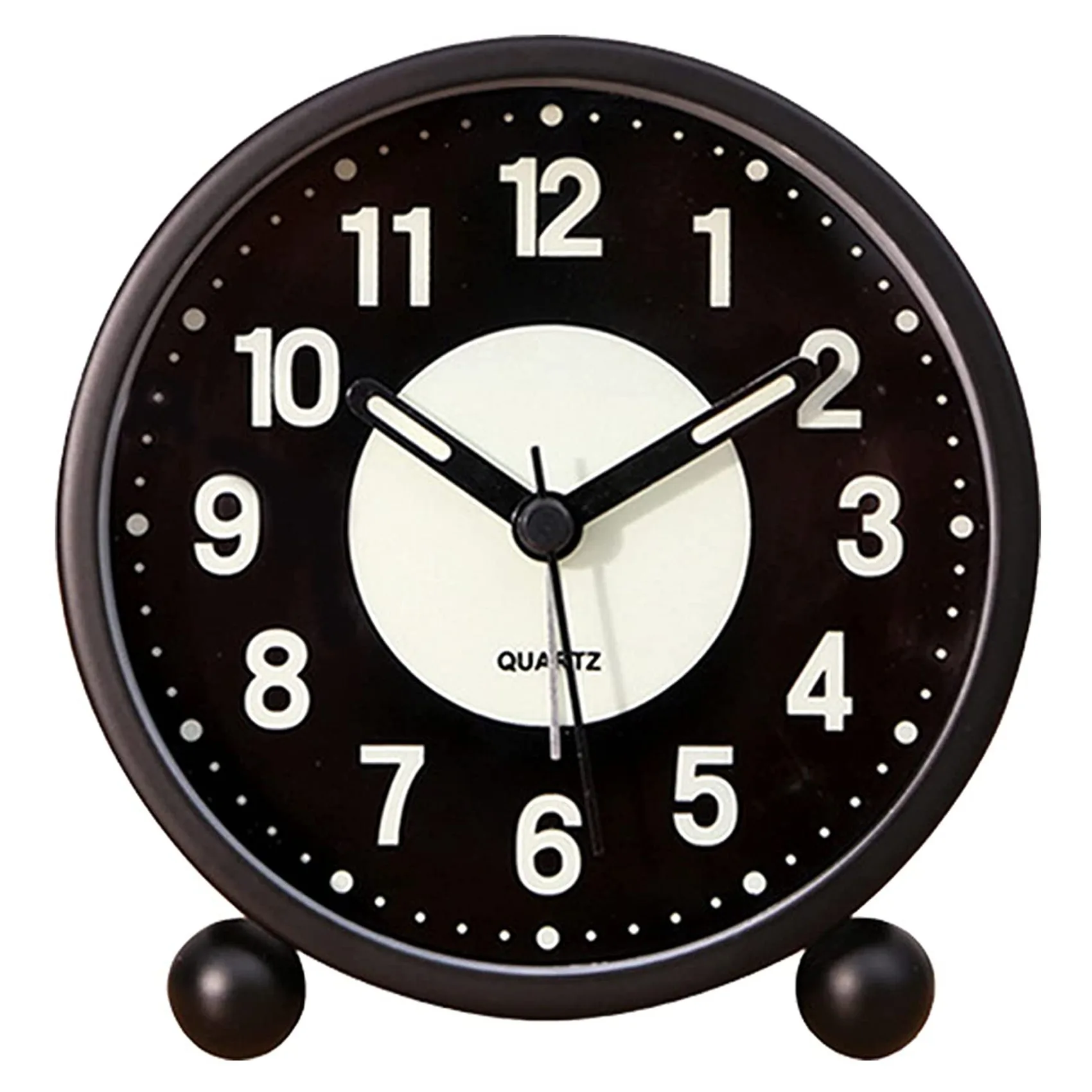 Alarm Clock Luminous 4 inchRound Silent Analog Table Clock Non-Ticking,Battery Operated with Loud Alarm for Bedroom