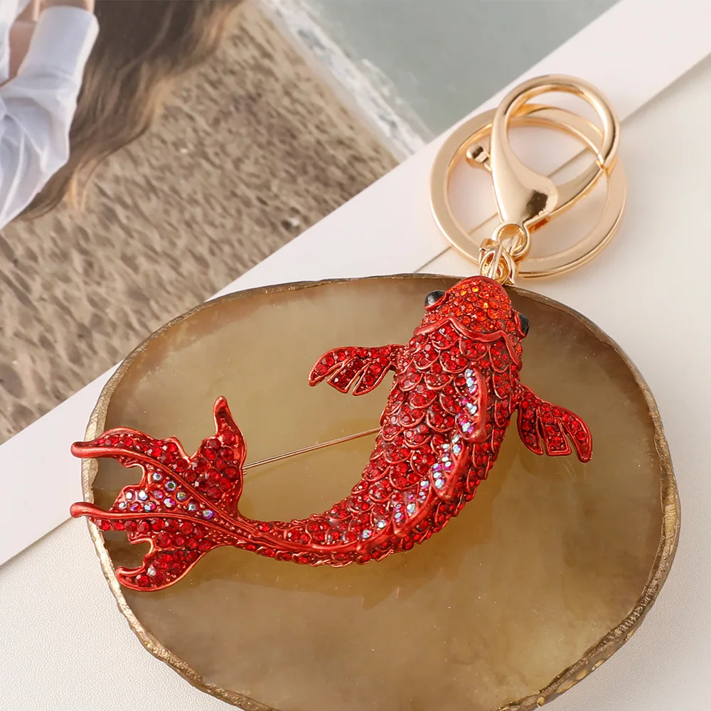 Hot fish Keychain animal Koi carp fish Pendant Keyring for Women Men Car Key Holder Gift