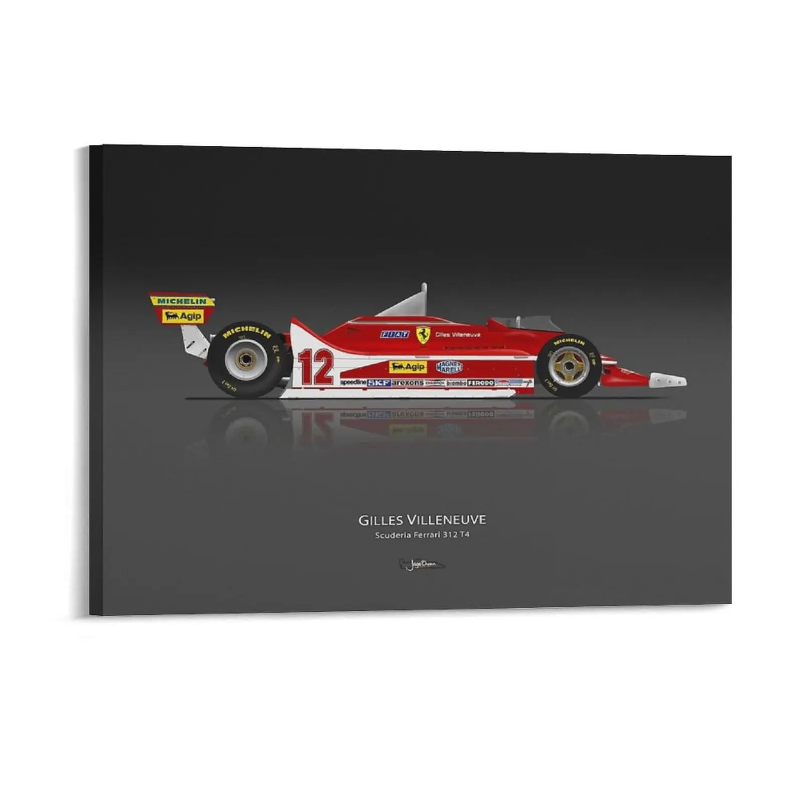 Gilles Villeneuve 126CK Helmet  1979 Metal Design Plates Wall Mural Designing Home Framed Wall Paintings