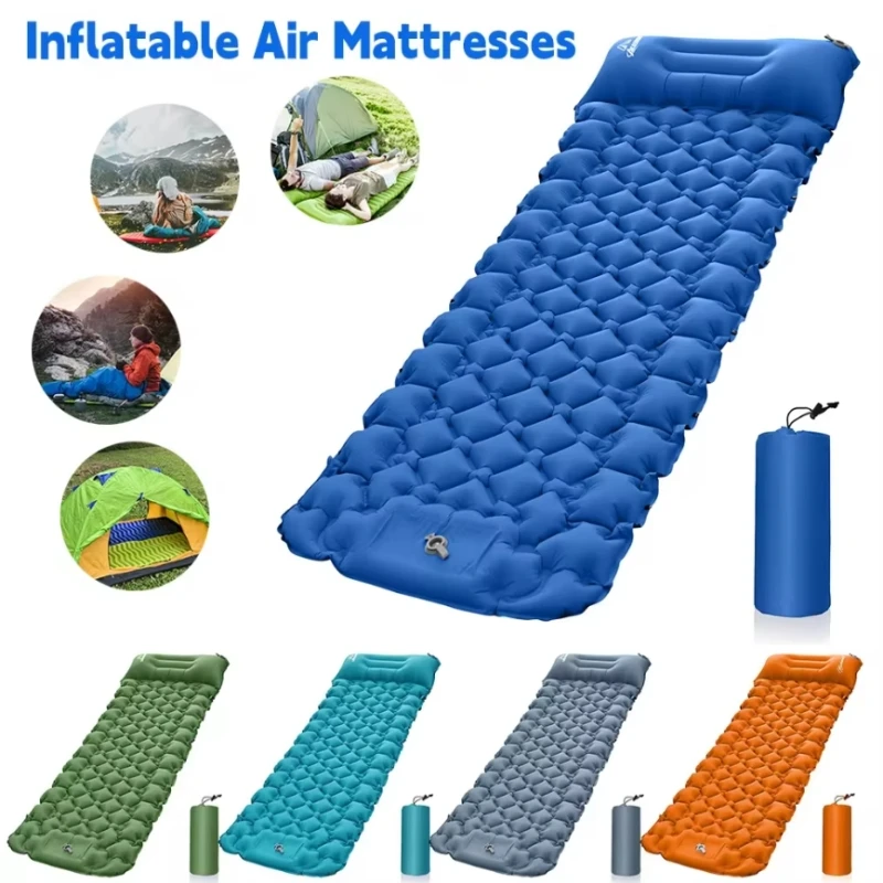 

Outdoor Camping Inflatable Sleeping Pad Portable Mattress Built-in Pump Ultralight Air Cushion Mat With Headrest Travel Hiking