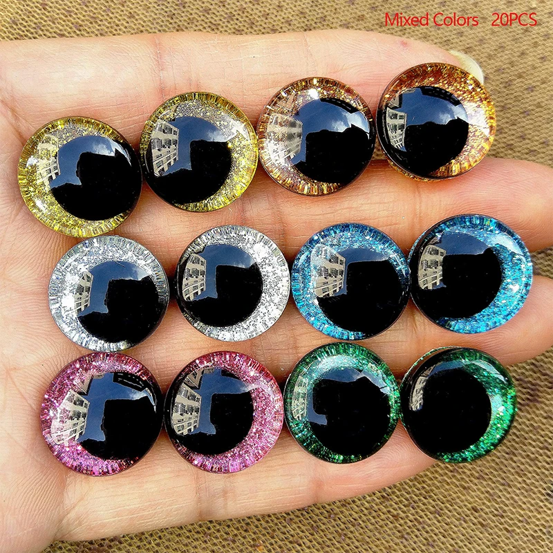 10pairs NEW DESIGN 16 25mm New Cartoon 3D Glitter Toy Safety Eyes Doll Pupil Eyes With Hard Washer