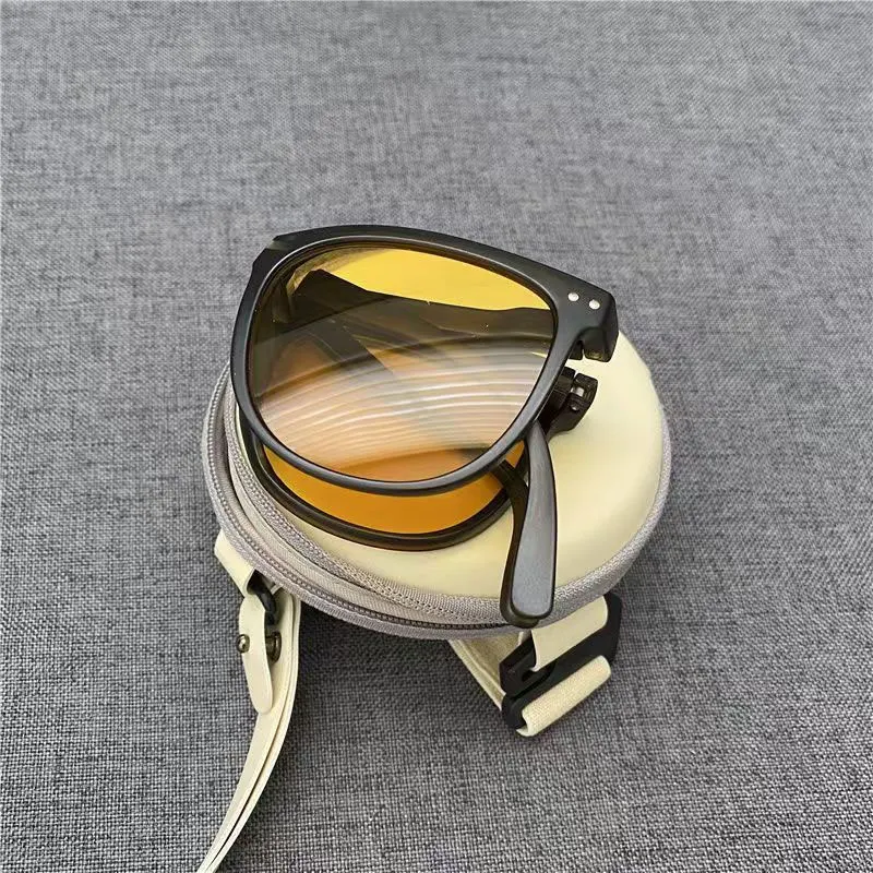 2-teiliges faltbares Sonnenbrillen- und Brillenetui, stilvoller tragbarer UV400-Schutz für Damen und Herren, trendiges Design, faltbare Sonnenbrille – Detail 4
