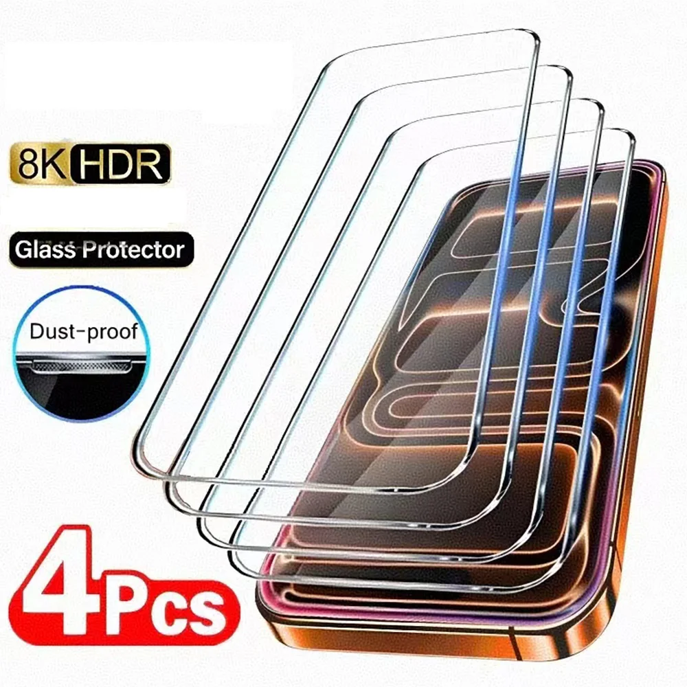 

HD Tempered Glass For iPhone 16 17 Pro Max 16e 15 13 12 11 14 Pro Max 7 8 Plus Mini SE X XR XS Max 17 Air Screen Protector Film