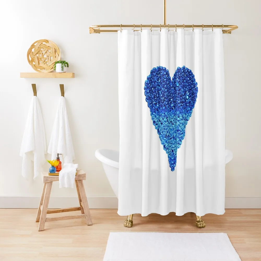 

Blue Heart Shower Curtain Anime Bathroom Waterproof Shower And Anti-Mold Bathroom And Shower Products Curtain