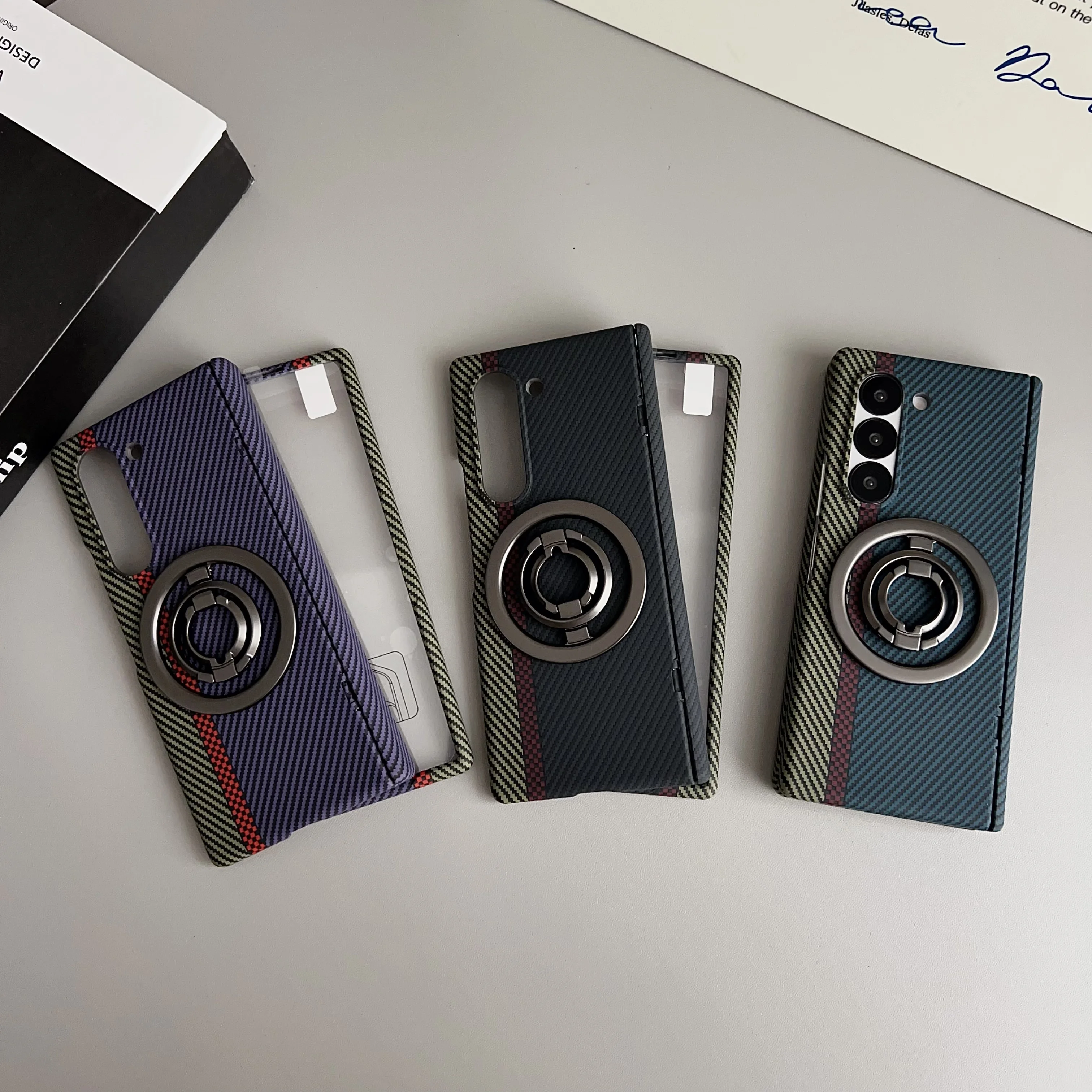 

Подходит для Samsung FOLD6/5/4/3, складной чехол для мобильного телефона с магнитным кронштейном, силиконовая текстура, полная защита от падения