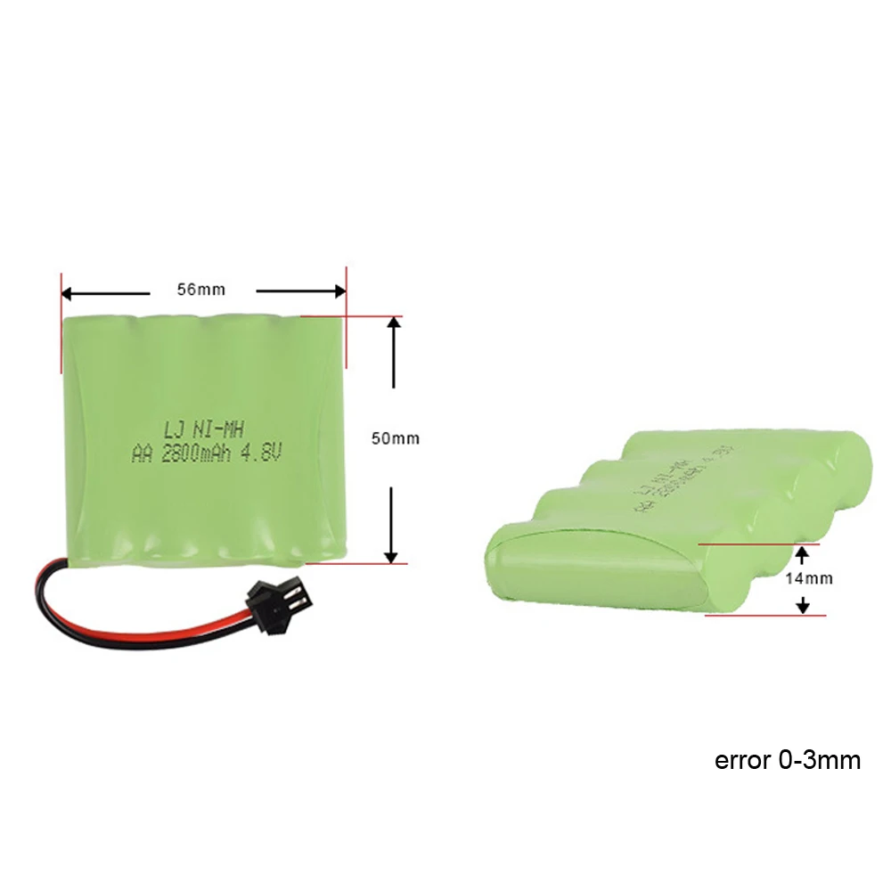 充電式超大容量バッテリー,電気玩具,車,ボート,rcロボット,4.8v,2800mah,aa,ni-mh,SM-2Pプラグ,バッチあたり5個