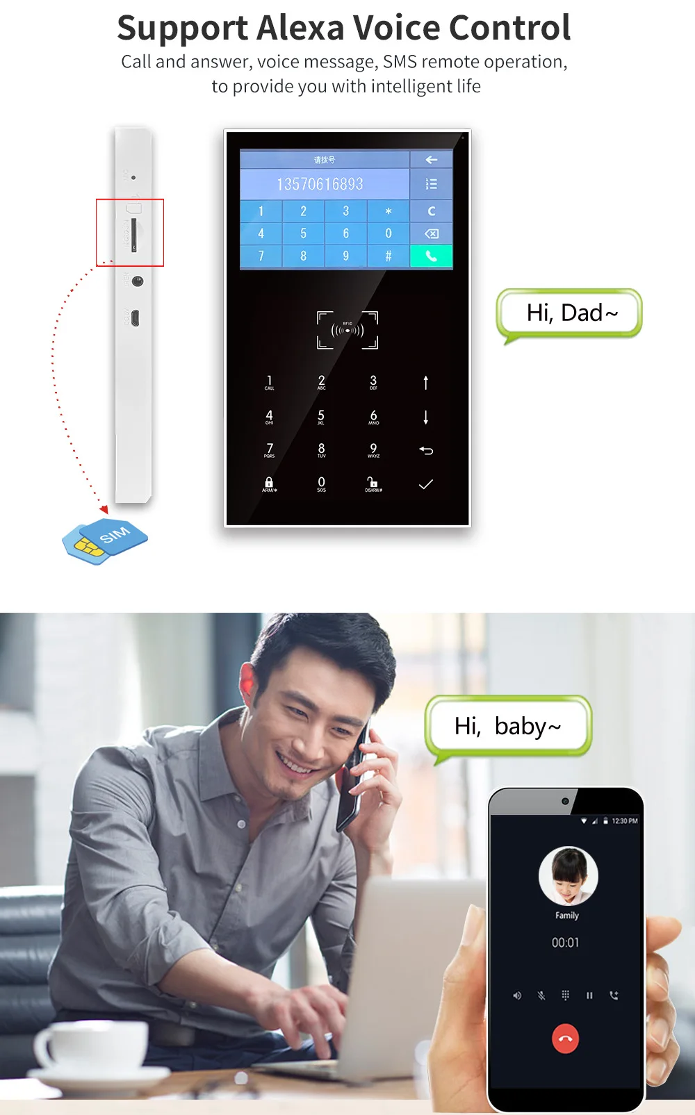 Tuya Smartlife 앱 원격 제어 WIFI GSM /4G 도난 경보 시스템 홈 보안 도어 창문 알람 센서