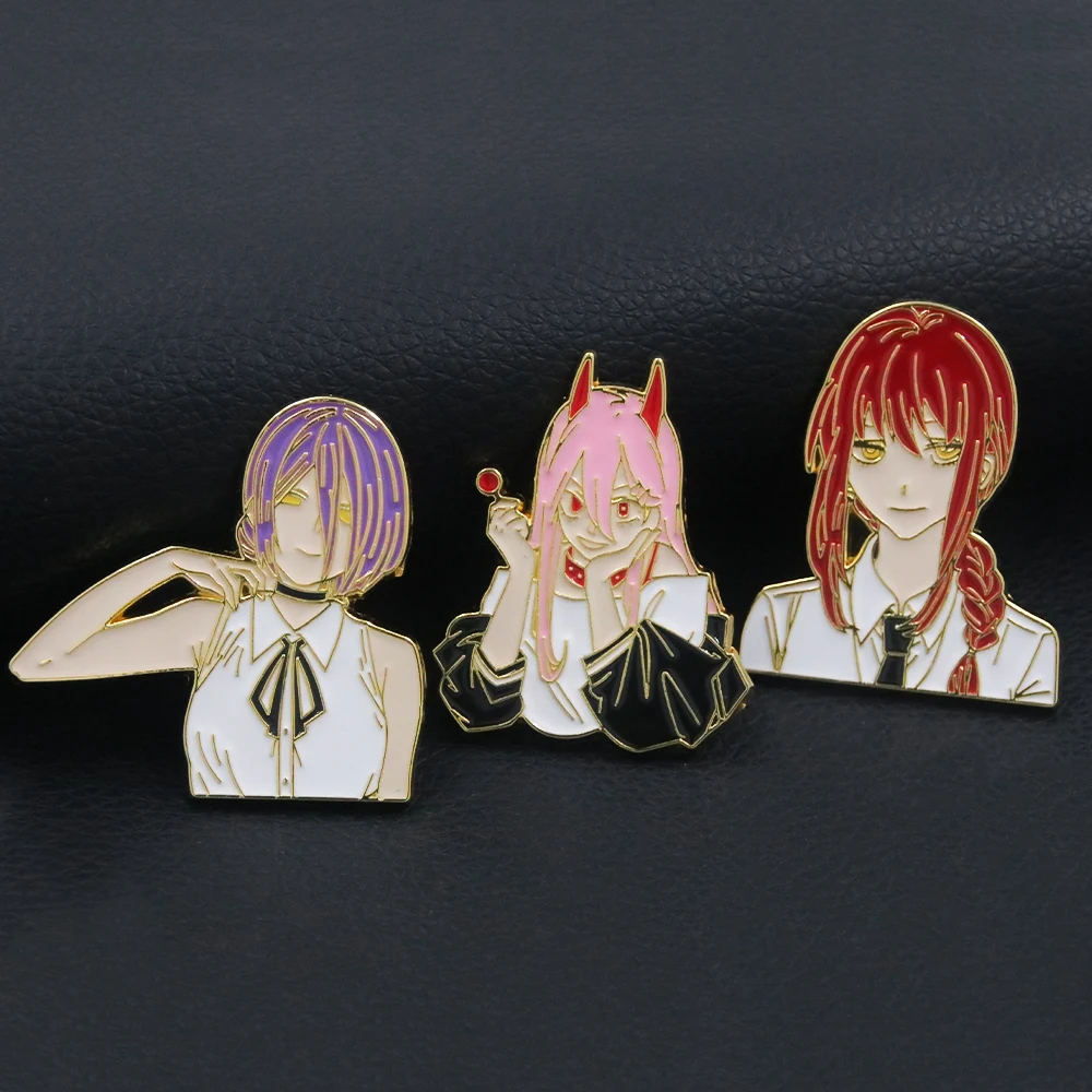 Anime Chainsaw Man Characters Brooch Makima Reze Metal Enamel Badge Cosplay Props Lapel Pin Brooches for Women Men Jewelry