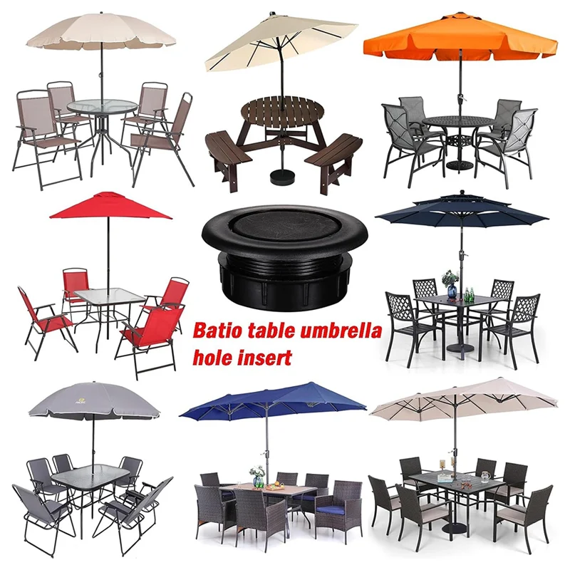 A74E-Patio mesa paraguas agujero anillo enchufe y tapa conjunto para vidrio al aire libre Patio mesa cubierta Patio para sombrilla al aire libre mesa agujero Cov