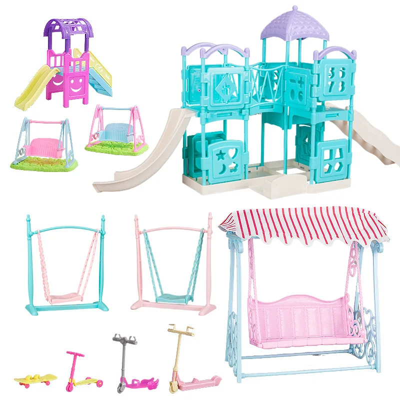 Doll House Accessories Children's Play House Toys Simulation Playground Equipment Props Slides Swings BJD Dolls Small Toys