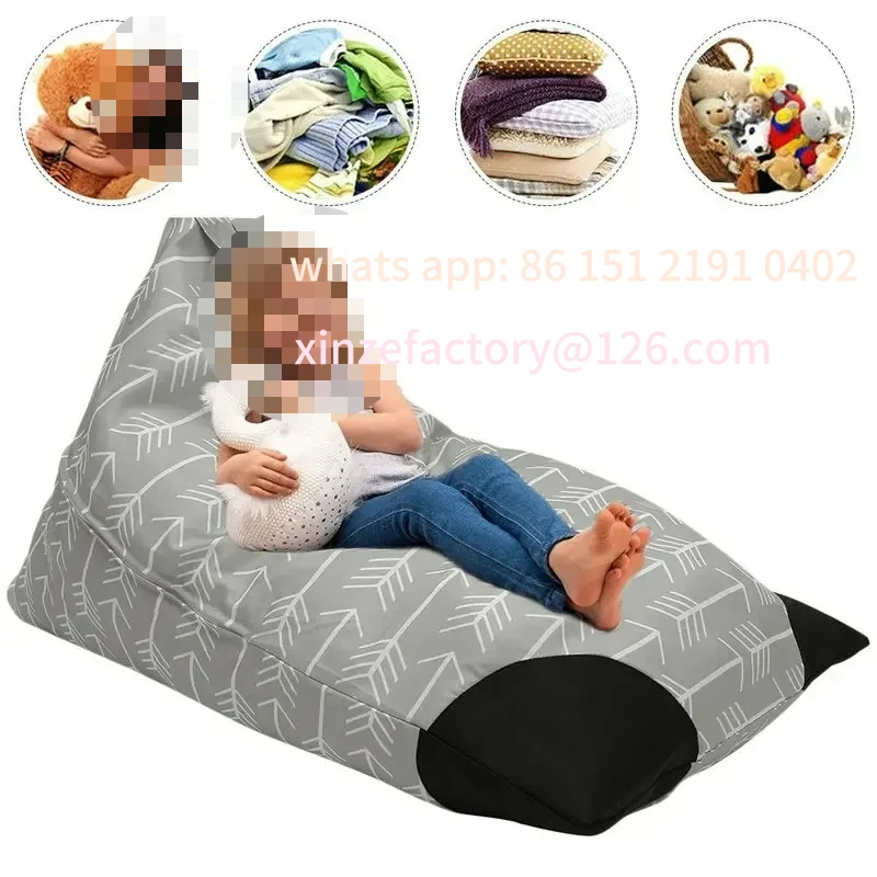 

Customizable New Bean Bag Storage for Child Stuffed Animal Toys Organizer Large Capacity Storage Bag Portable Clothes Cushion Or