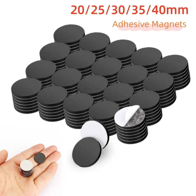 Magnetfolien Rund Selbstklebend 20/25/30/35/40mm Scheibenmagnete Runde Gummi-Weichmagnetfolie DIY Bastelbedarf Kühlschrank-Deko