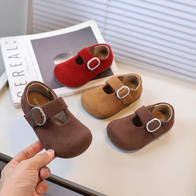 

Retro Girls Flat Shoes Spring Autumn Shallow Children Fashion Leather Shoes Non-slip Simple Kids School Princess Mary Jane Shoes