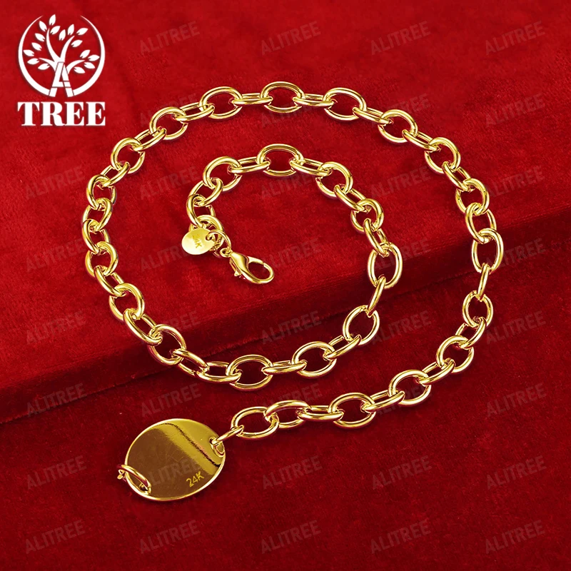 

Hot 18k Gold Flat Round Pendant Necklace For Women 18 Inch Chain Fashion Party Minimalist Style Jewelry Daily Wear Birthday Gift