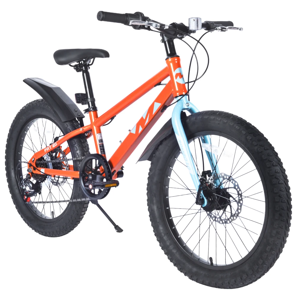 Vélos pour enfants de 20 pouces, vélo de montagne à pneus larges pour garçons et filles, 7 vitesses, frein à double disque