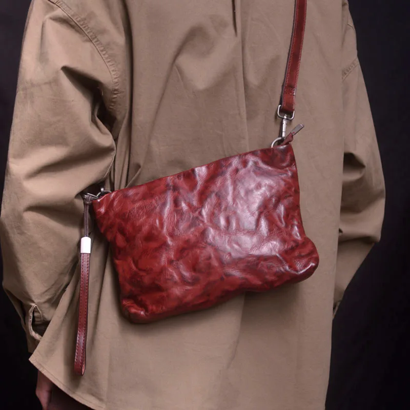 AETOO Unisex Retro, pofałdowane osobowość wielofunkcyjna torba crossbody warstwa głowy kopertówka torba na ramię na zamek Portabl
