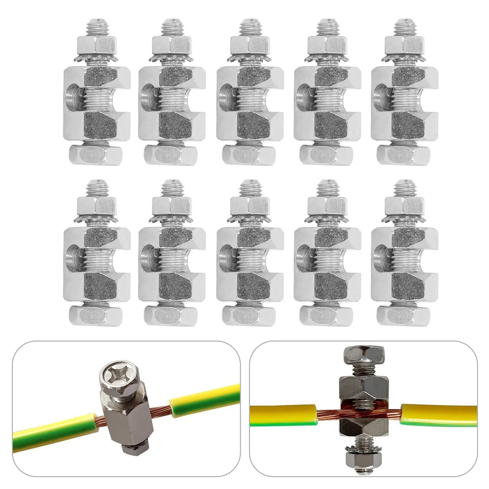 10 Stück Blitzschutz Kabel klemme externe Sechs kant Kupfer Erdung schutz Kabel klemme für PV-Modul Blitz, Schutz,