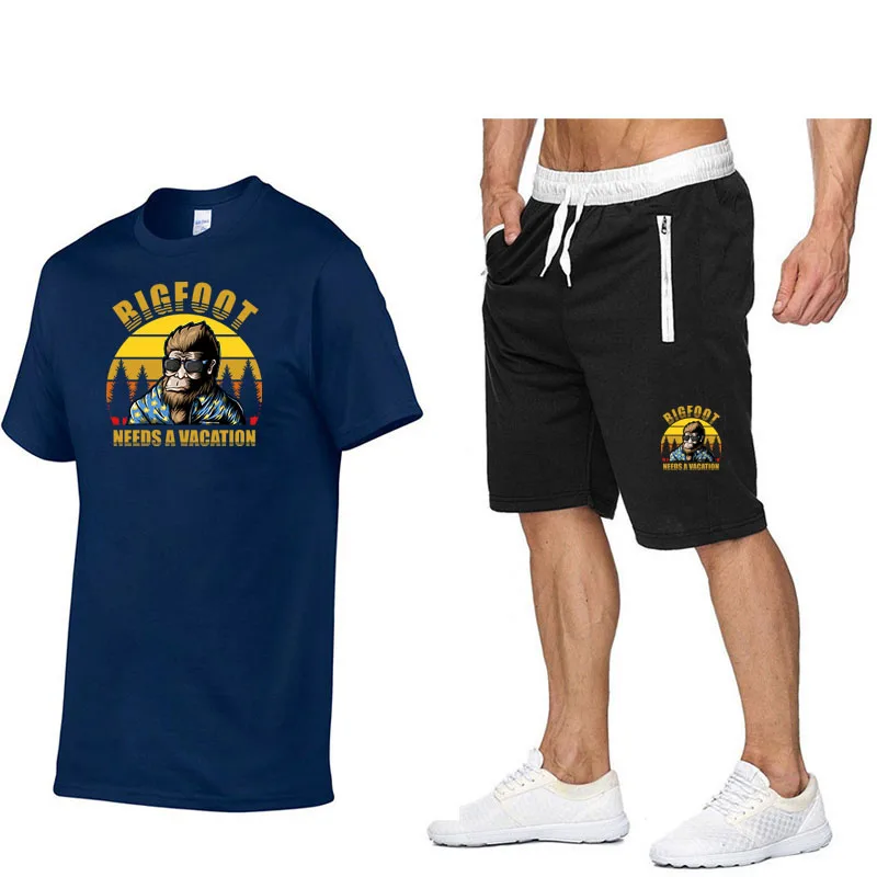 Cotton Shorts Sets Men Two Pieces Set Men Sweatsuit Summer Cotton Tshirt Short Sets Jogging Set Man Sport Suit Jogger Sportswear
