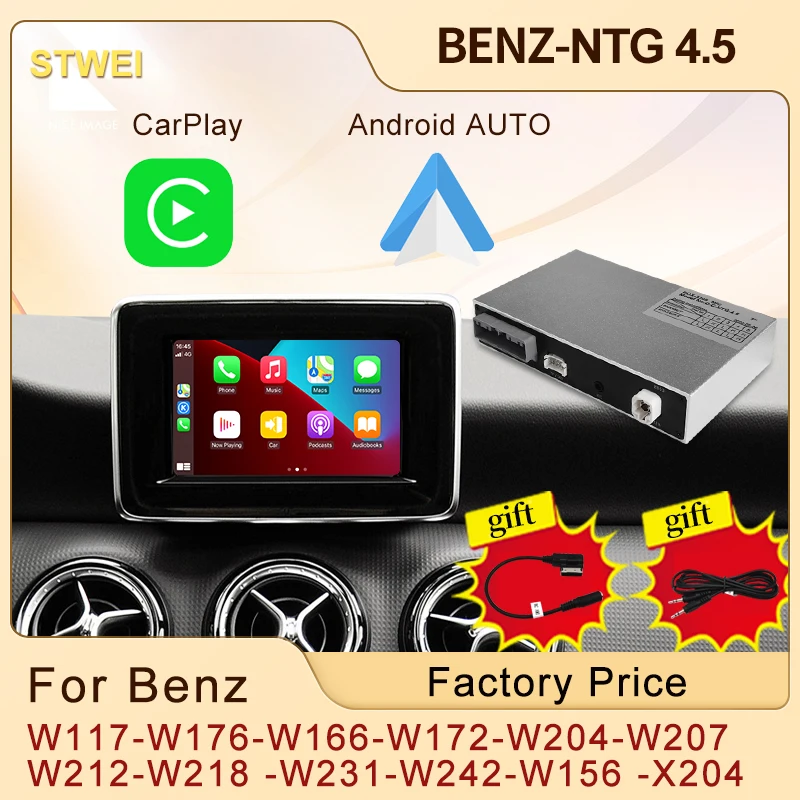 Wireless Apple CarPlay For Mercedes Benz 4.5 W117 W166 W172 W176 W204 W207 W212 W218 W231 W242 X204 Android Auto Front RearCamer