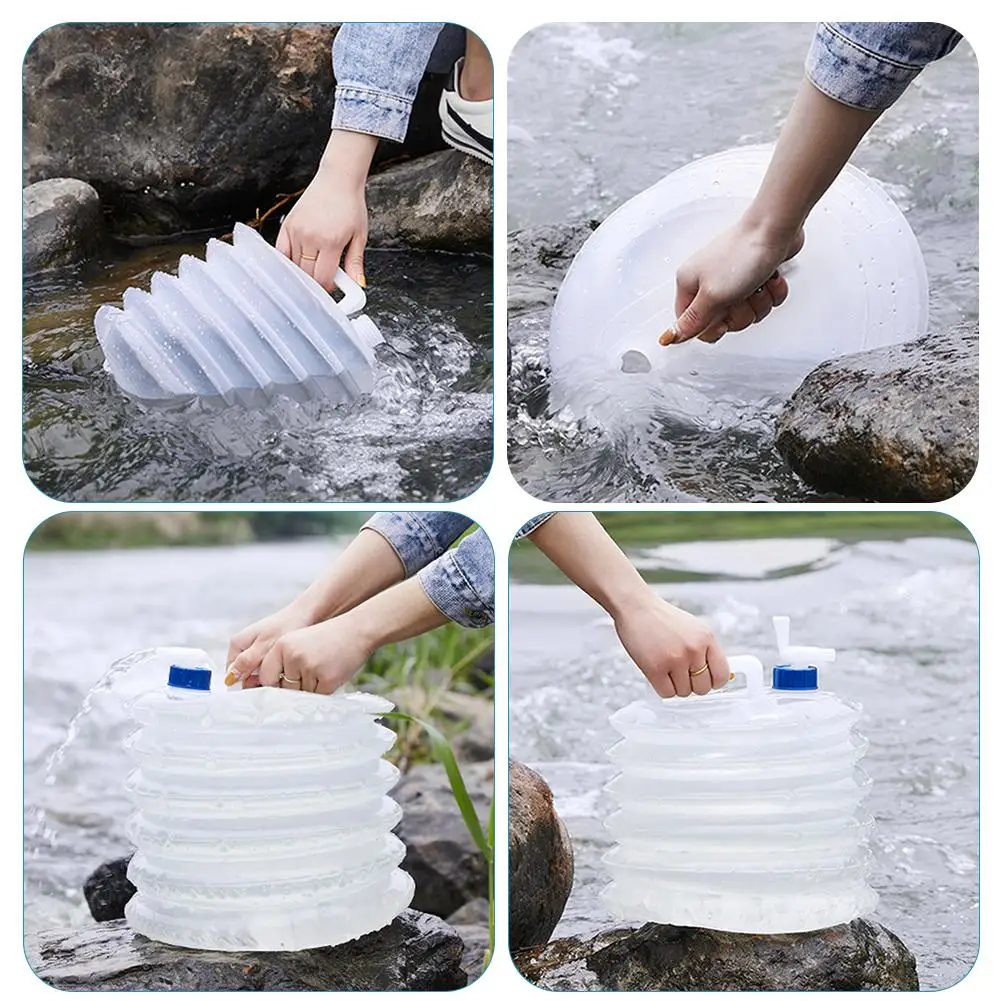 Outdoor Foldable Water Bag Camping Picnic Water Containers Storage Drinking Telescopic 3-15L Multifunction Bottle Water V8C2