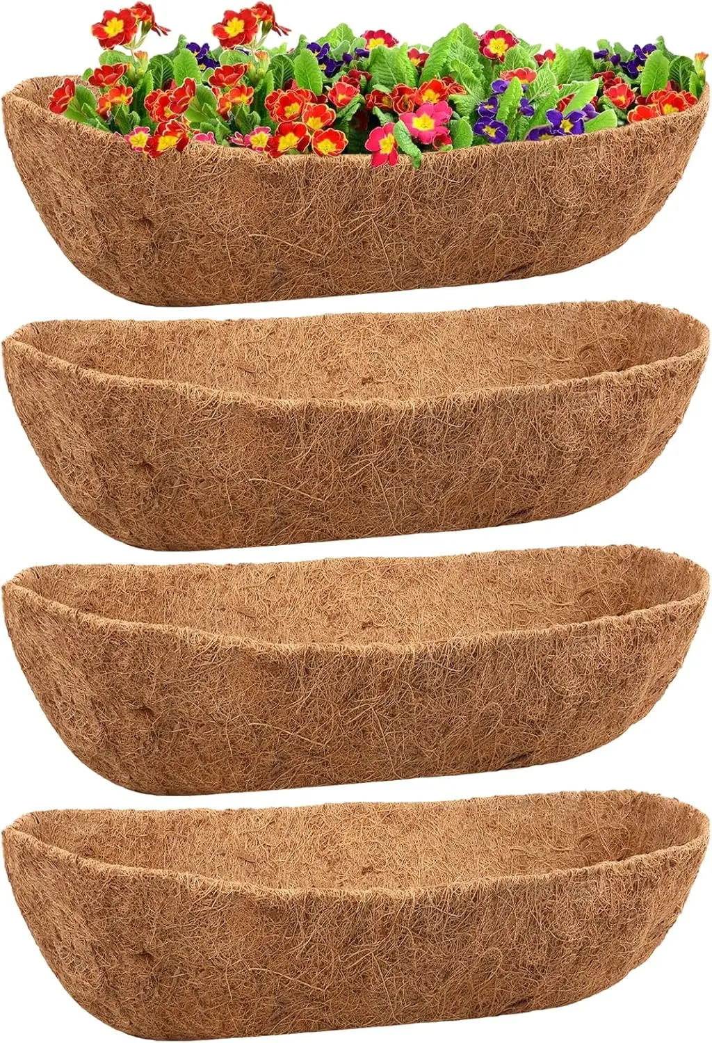 

Натуральные кокосовые вкладыши для кашпо, оконных ящиков и корзин, 24 дюйма, 4 штуки в упаковке