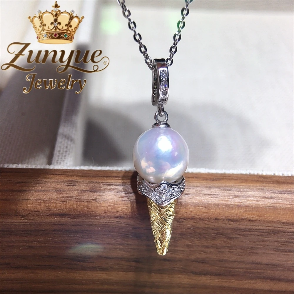 

Natural Freshwater Baroque Pearl Ice Cream Pendant Luxury Quality Jewelry Fashion Jewelry Exquisite Charms Best Selling Popular