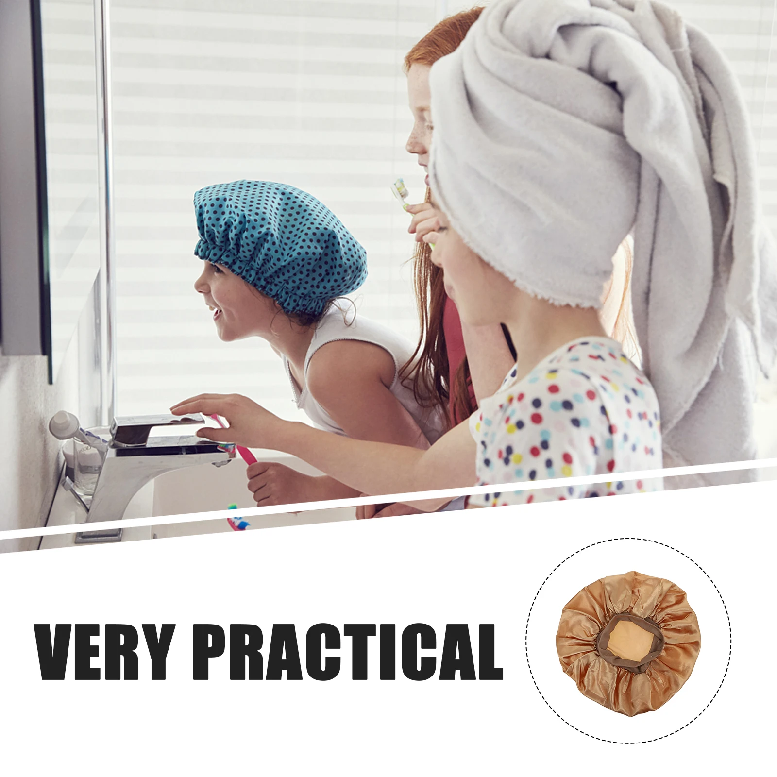 

Lightweight Gold Satin Shower Caps 2Pcs Practical Bathing Caps Perfect For Face Cleansing And Makeup