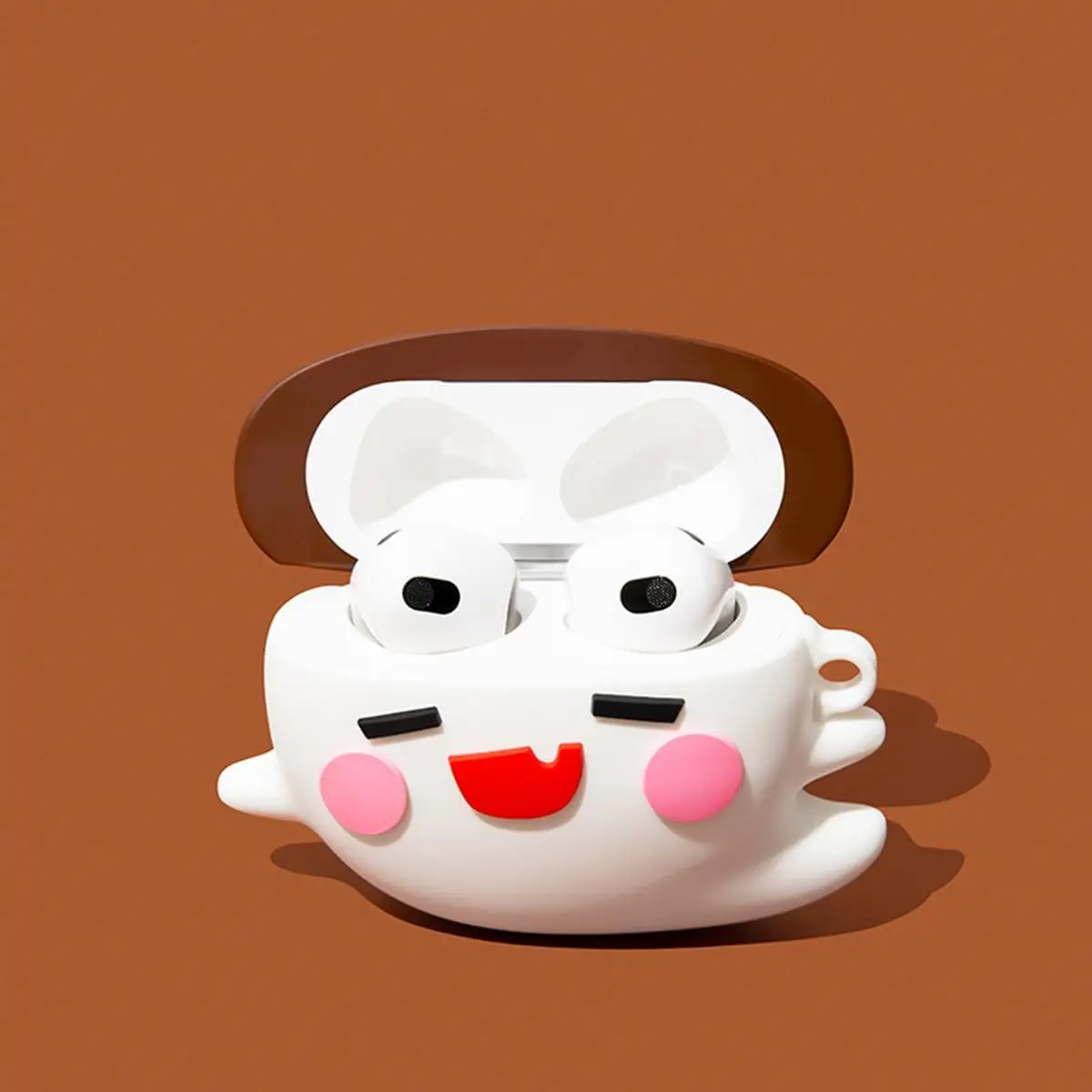 에어팟 4 귀여운 만화 재미있는 고스트 엘프 디자인 실리콘 이어버드 케이스, 에어팟 4 케이스 후크 포함, 2024 신제품 커버, 2024